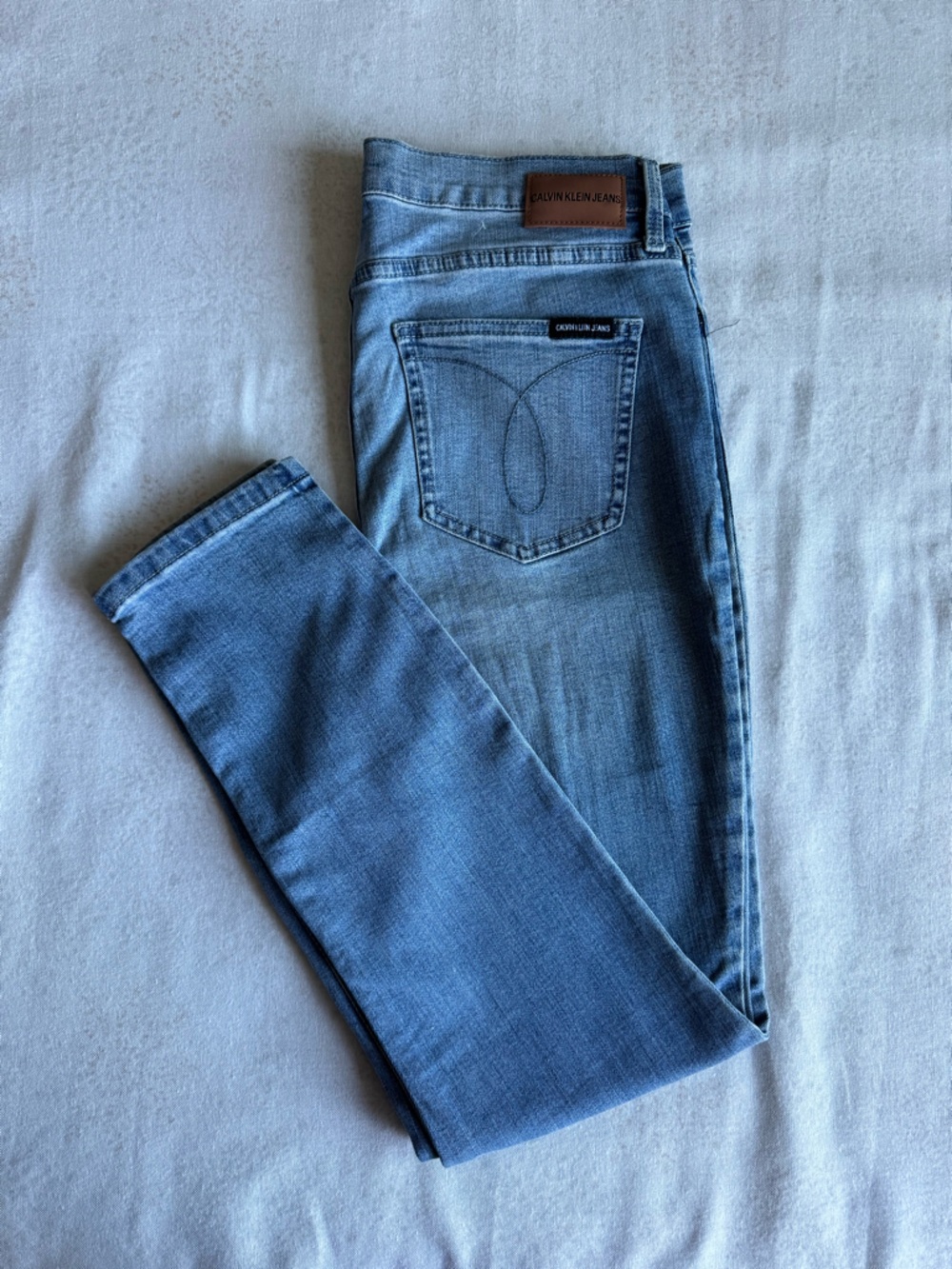 CK Light Wash Strait Leg Jeans - Size 12 - Classic Fit / Minimalist Denim